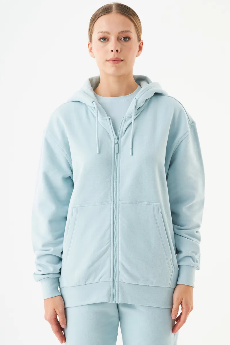 ORGANICATION ORGANICATION Herren vegan Unisex Zip Up Hoodie Junda Mintblau, Extra hellblau, – Produktbild 2 von 2