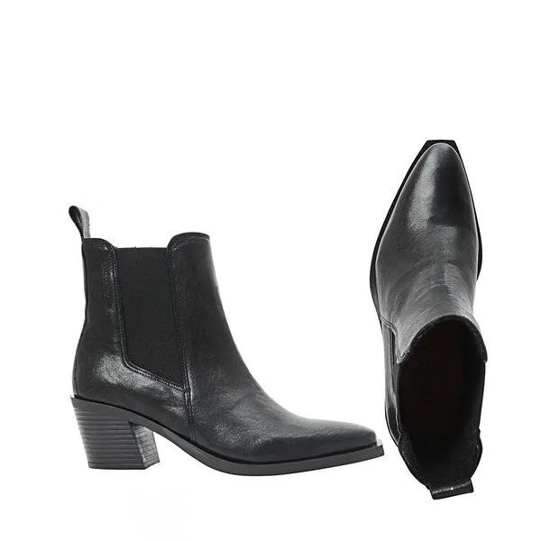 Ten Points Ten Points Carmen, minimalistische Leder-Cowboy-Boots, Schwarz, – Produktbild 1 von 3