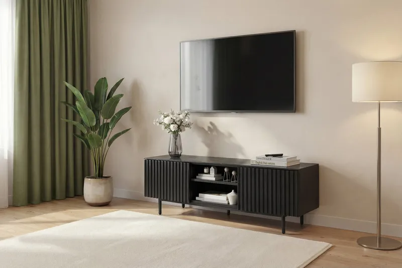 OTTO home TV-Board Candise, Sintersteinplatte, Soft-Close-Funktion, FSC-zertifiziertem Eschenholz, Grau, – Produktbild 3 von 5