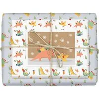 dabelino dabelino Geschenkpapier Set: Weihnachten "Dinosaurier": 4x Bögen + 1x Weihnachtskarte (für Kinder) – Produktbild 1 von 1