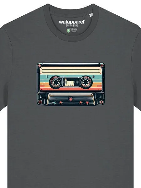 watapparel watapparel T-Shirt Unisex Retro Kassette, Anthracite, – Produktbild 3 von 3