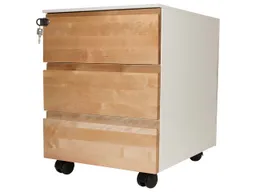 Memo Rollcontainer "Pureness" 3 SL, soft close, Birke geölt, B 42 x T 53,3 x H 55 cm, weiß – Produktbild 1 von 1