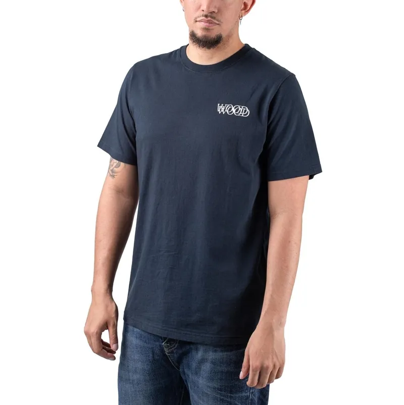 Wood Wood Wood Wood Logo Tee, Navy, – Produktbild 1 von 2