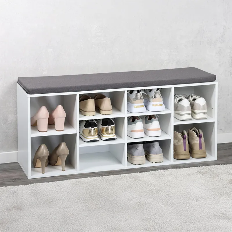 Kesper Schuhschrank mit Sitzkissen, Weiss, – Produktbild 2 von 8