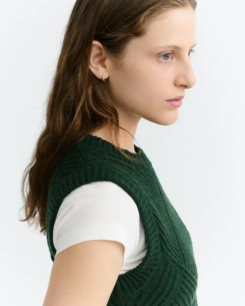 thinking mu thinking mu Damen Weste - Kaia Knitted Vest - aus Wolle, Grün (dark green), – Produktbild 2 von 3