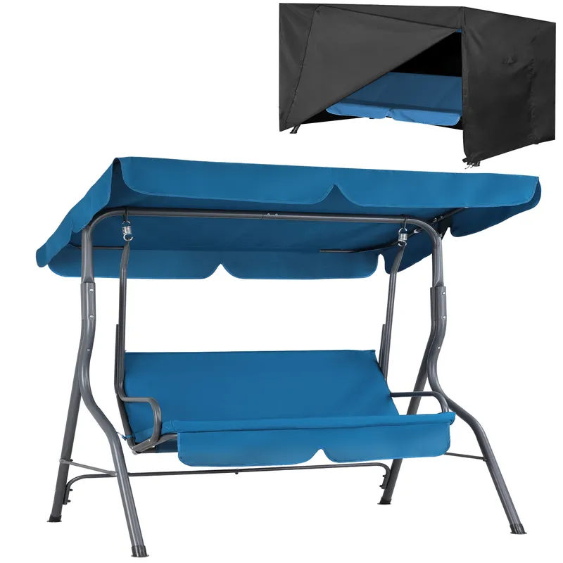 Casaria® Hollywoodschaukel Atlantik Blau + Abdeckplane – Produktbild 1 von 2