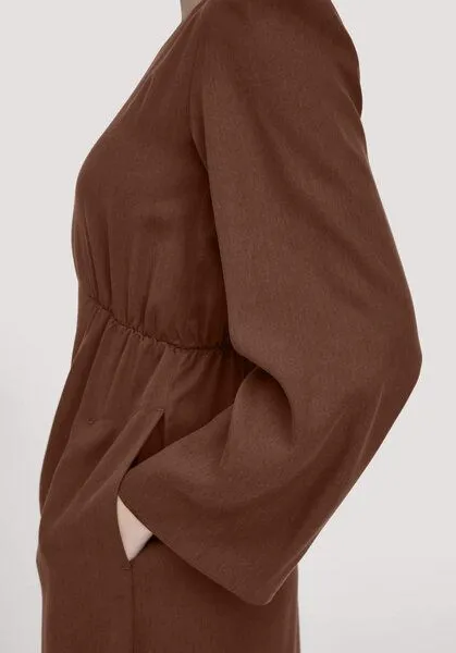 hessnatur hessnatur Kleid Kniebedeckend aus reinem TENCEL Lyocell, Dunkles rost, – Produktbild 2 von 4