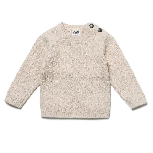 Puri Organic Puri Organic Baby Kleinkinder Pullover Strukturstrick Baumwolle (Bio) Schurwolle, Natur, – Produktbild 1 von 2