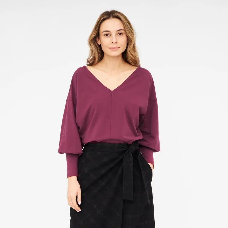 WiDDA WiDDA Damen vegan Langarmshirt Ava Beerenrot, Dunkelrot, – Produktbild 1 von 2