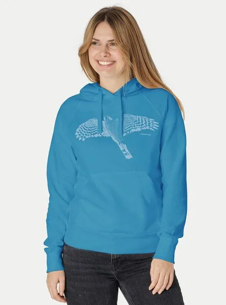 Peaces.bio - handbedruckte Biomode Peaces.bio - handbedruckte Biomode Bio-Hoodie Sperber Damen, Türkis, – Produktbild 2 von 3