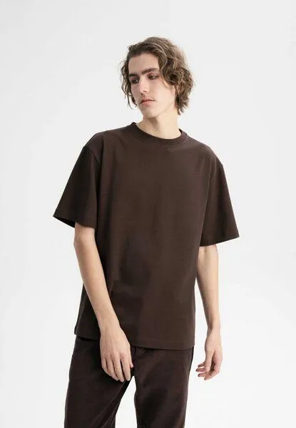 MELA MELA Oversized T-Shirt schwer Style BHAJAN aus 100% Bio-Baumwolle, Dunkelbraun, – Produktbild 1 von 4