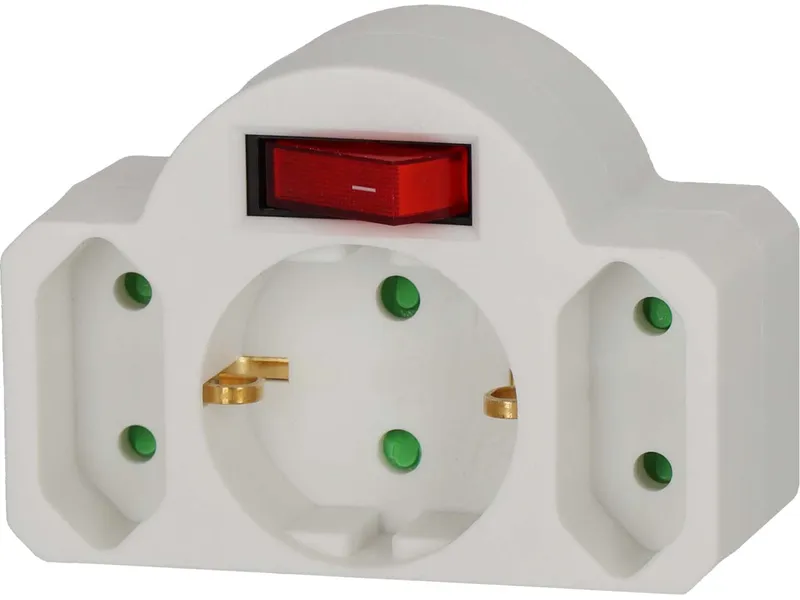 Brennenstuhl brennenstuhl Adapterstecker Euro 2 mit 1 Schutzkontaktadapter, mit Schalter, weiß – Produktbild 2 von 3