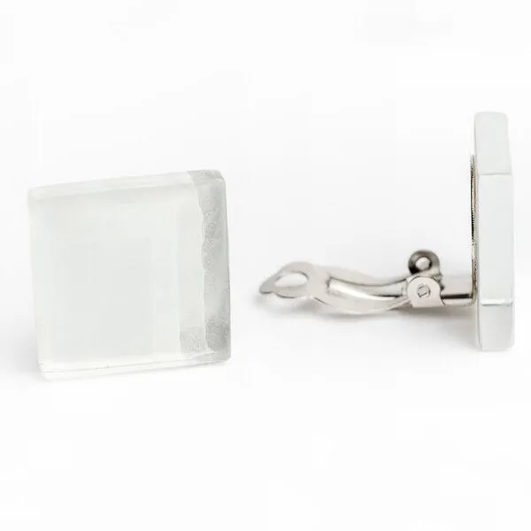 ALEXASCHA ALEXASCHA Auffällige Statement Ohrclips aus Glas | PUREFORM, Schneeweiß, – Produktbild 2 von 4