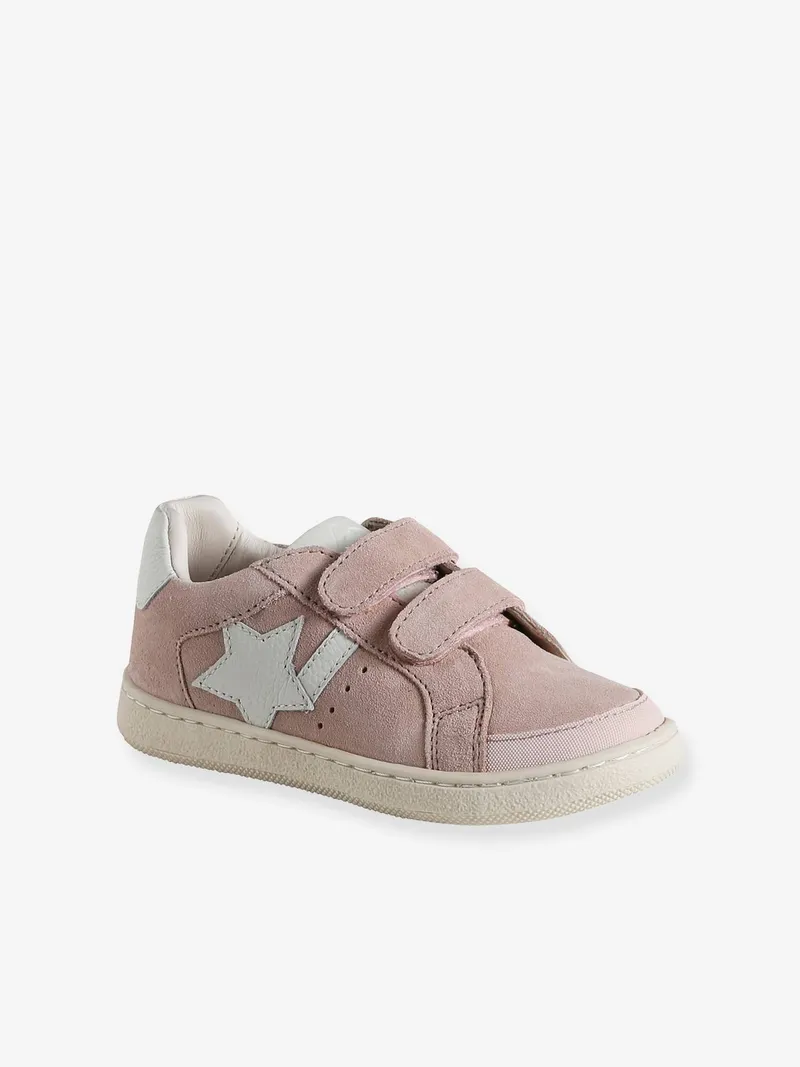 Vertbaudet Vertbaudet Kinder Ledersneakers mit Stern und Anziehtrick, Hellrosa, – Produktbild 1 von 4