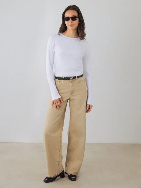 Honest Basics Honest Basics Damen Crop-Langarmshirt aus Bio- und recycelter Baumwolle, Weiß, – Produktbild 4 von 4