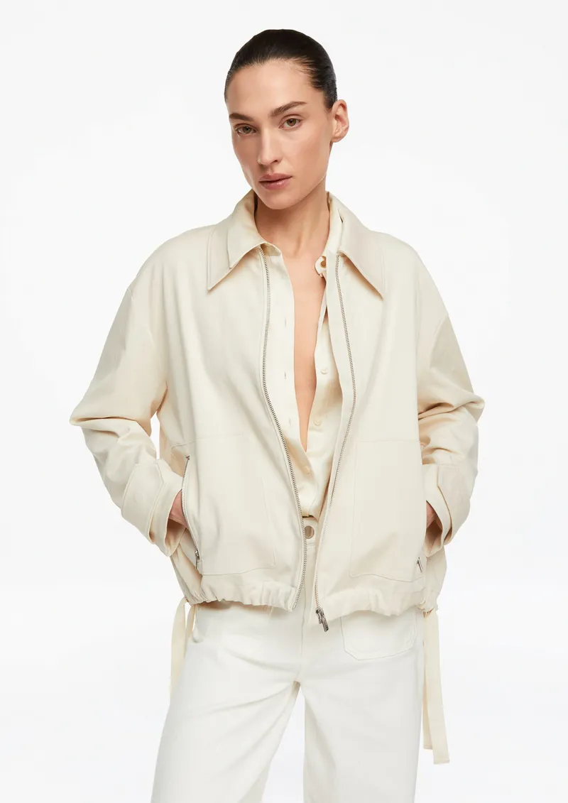 comma Lyocell-Baumwoll-Jacke mit regulierbarer Saumweite, Beige, – Produktbild 2 von 3