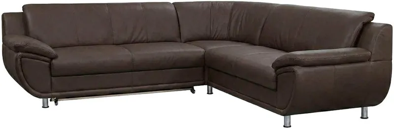 TRENDMANUFAKTUR Ecksofa Rondo 267 cm, elegant, bequem, Breite, L-Form, Chromfüße, L-Form, wahlw.mit Federkern, Füße chromfarben, Unser Dauertiefpreis, Braun, – Produktbild 2 von 5