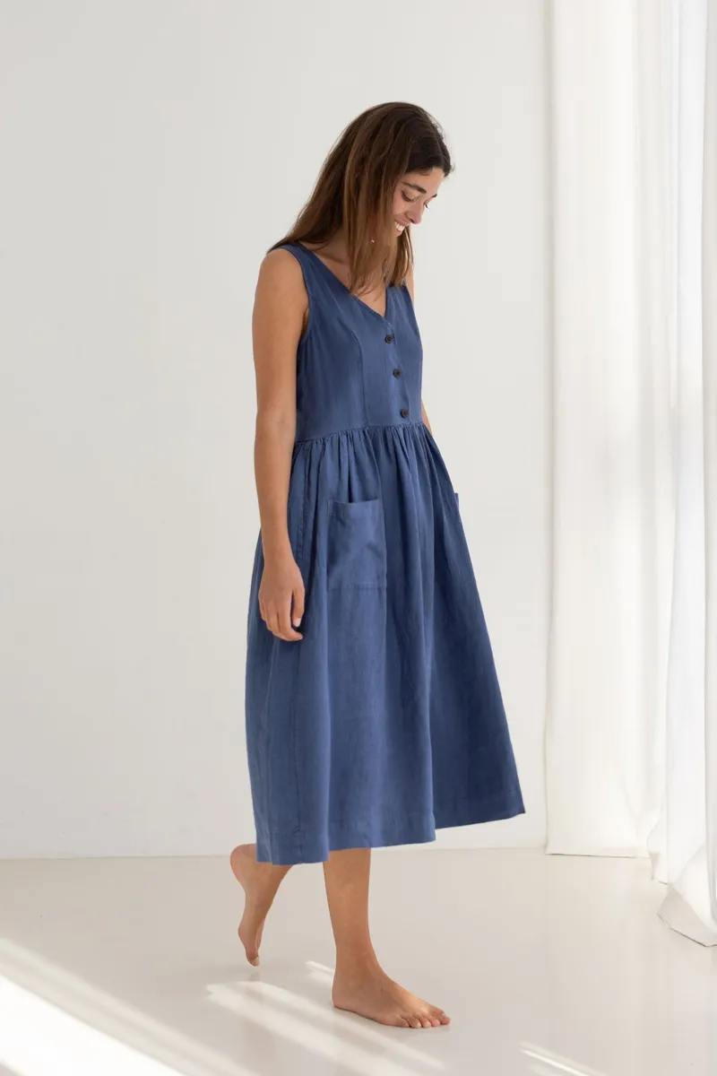 TWOTHIRDS TWOTHIRDS Damen vegan Kleid Patara Blaubeere, Dunkelblau, – Produktbild 1 von 2