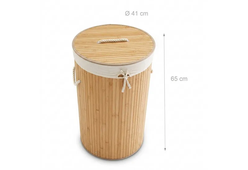 RELAXDAYS RELAXDAYS Wäschekorb Bambus rund (1 St), Braun, – Produktbild 5 von 6