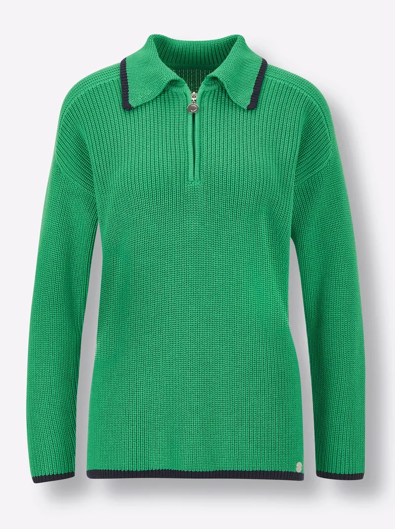 Polopullover grasgrün, Grasgrün, – Produktbild 1 von 2