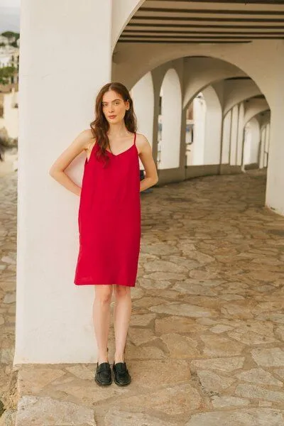 AmourLinen AmourLinen Slipdress aus Leinen ZOE, Magenta (rosa), – Produktbild 2 von 3