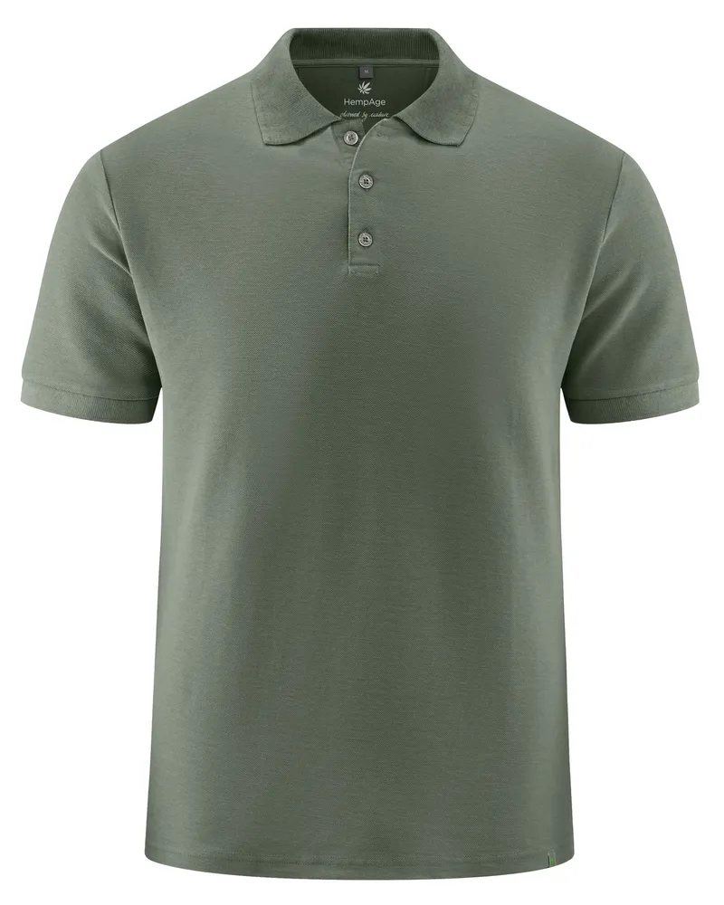HempAge Hempage Herren vegan Polohemd Aus Piqué Jersey Moosgrün, Grün, – Produktbild 1 von 2