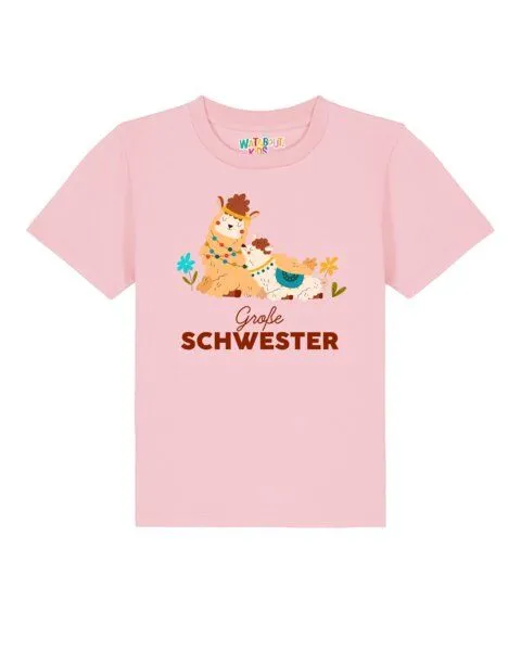 watabout.kids watabout.kids T-Shirt Kinder Lama Große Schwester, Cotton pink, – Produktbild 1 von 3