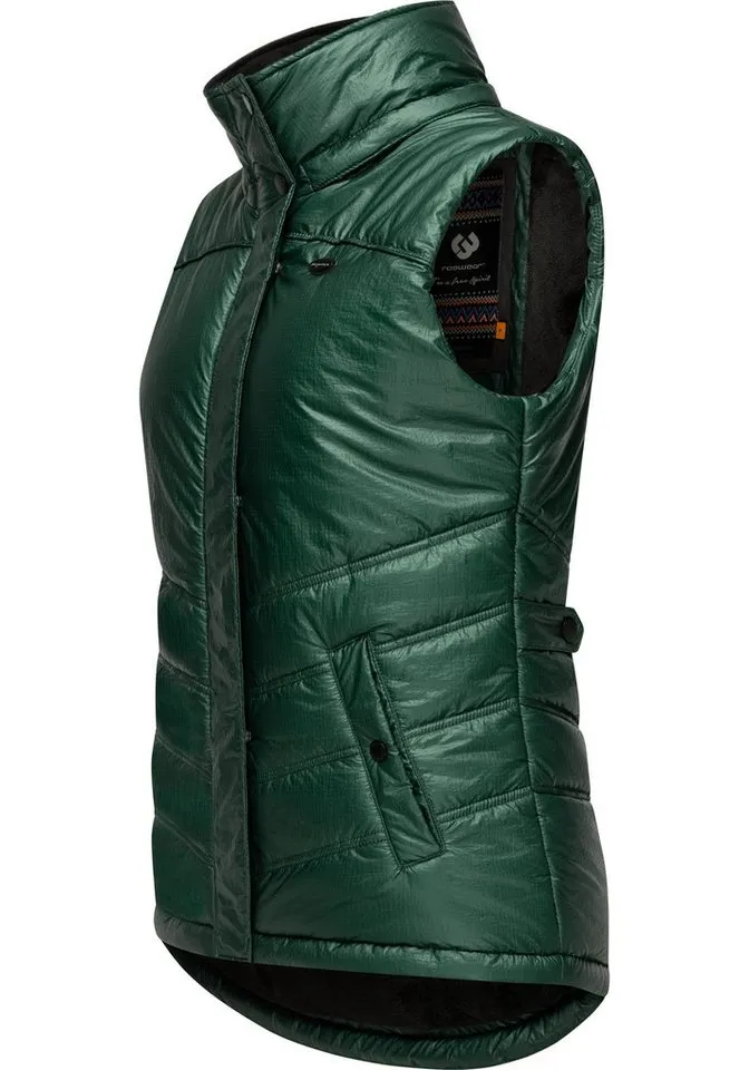 ragwear ragwear Steppweste Hesty Bling Wasserdichte Outdoor-Weste mit abnehmbarer Kapuze, Grün, – Produktbild 4 von 5
