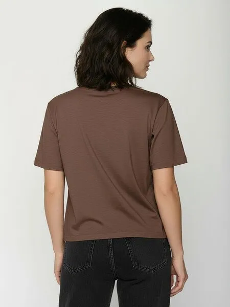 GreenBomb GREENBOMB Les Fleurs Nova - Kastiges T-Shirt aus Bio-Baumwolle / hochwertiger Print / GOTS / Fair & Vegan, Braun (earth wood), – Produktbild 4 von 4