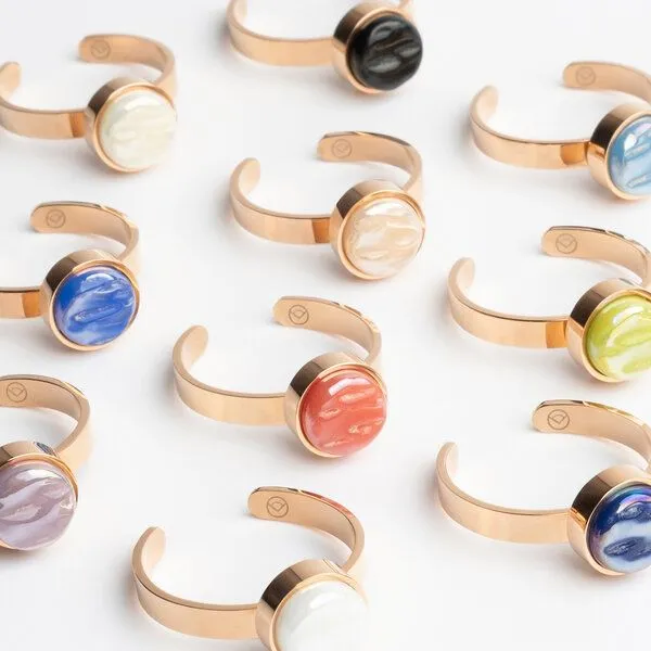 ALEXASCHA ALEXASCHA Größenverstellbarer Ring mit Stein, Azurblau, – Produktbild 4 von 4