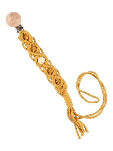 Manufactura Manufactura Makramee Schnullerkette, Mustard (gelb), – Produktbild 1 von 1