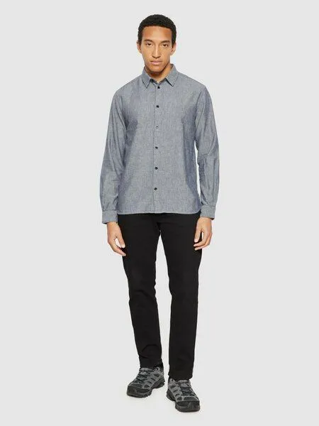 KnowledgeCotton Apparel KnowledgeCotton Apparel Heavy Twill Flannel Hemd Regular Fit aus Bio-Baumwolle, Blau (night-sky), – Produktbild 4 von 4