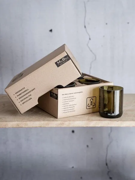 MaBe MaBe Set 4 Trink Gläser UPCYCLING - nachhaltiges Geschenk für Hochzeit - Einzug - Geburtstag - Ostern, Klassisch, – Produktbild 4 von 4