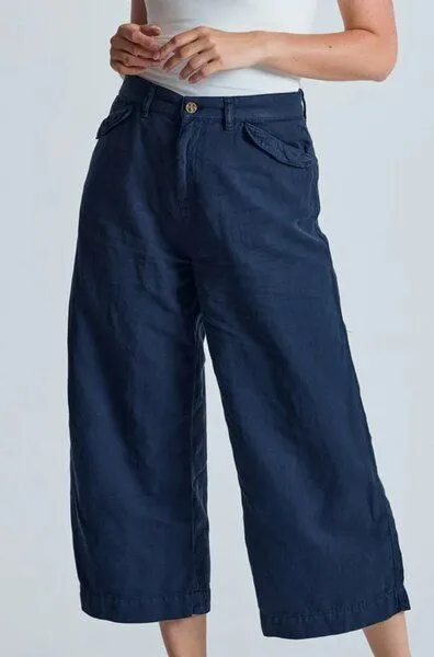 Flax and Loom Flax and Loom Leinen Culotte Betty, Navy, – Produktbild 4 von 5