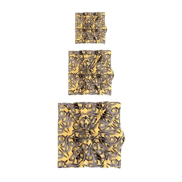 FabRap Gift Wrap FabRap Gift Wrap Wiederverwendbare Geschenkverpackung Furoshiki - Set mit drei Größen (einseitig), Sunshine nouveau (gelb), – Produktbild 1 von 4