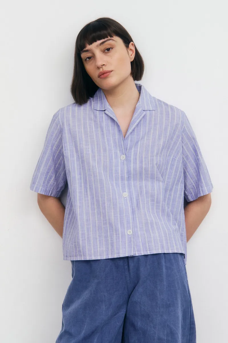 Rotholz Rotholz Damen vegan Hemd Bowling Blue Stripe, Blau, – Produktbild 2 von 2