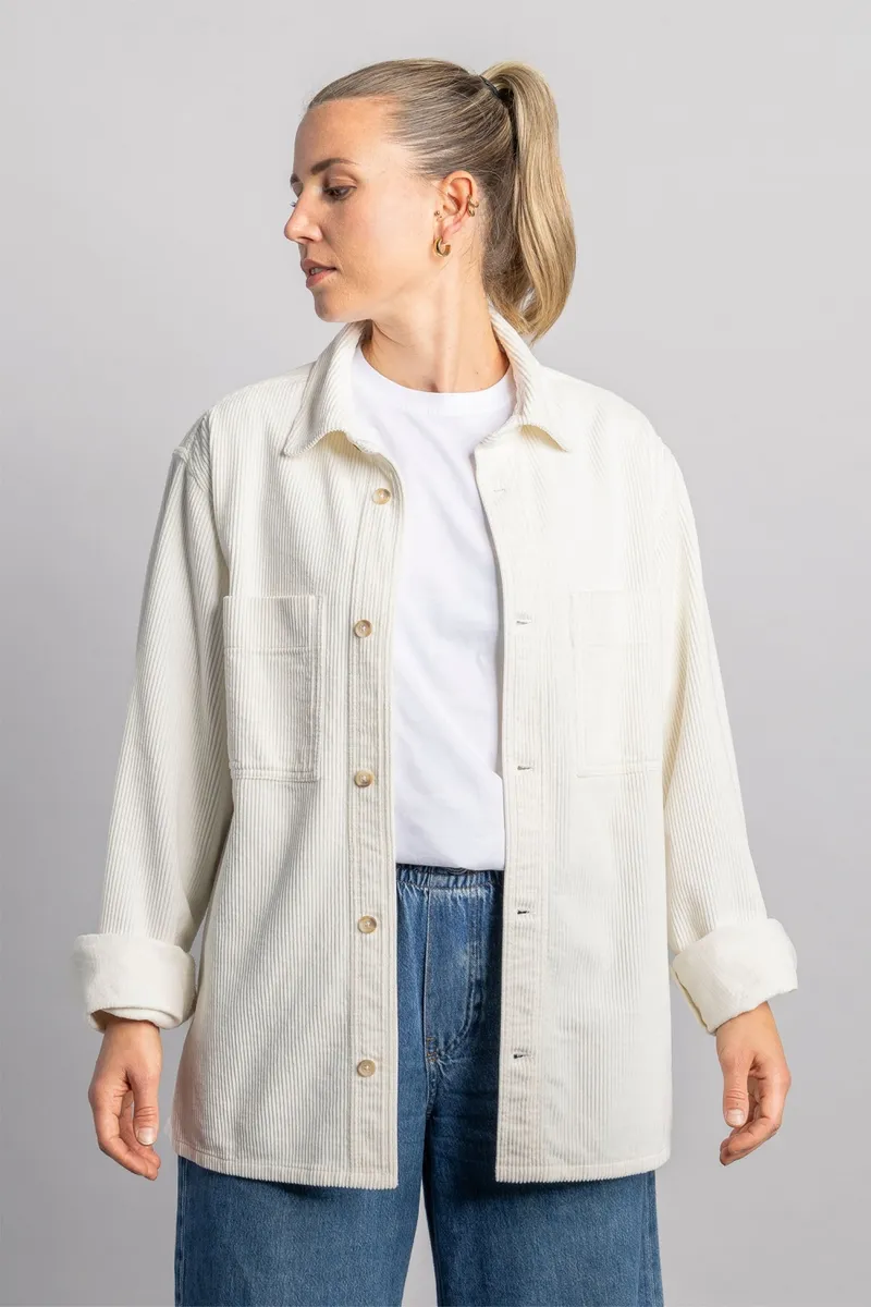 DIRTS DIRTS Damen vegan Overshirt Cord Ungefärbt Weiß, Weiß, – Produktbild 2 von 2