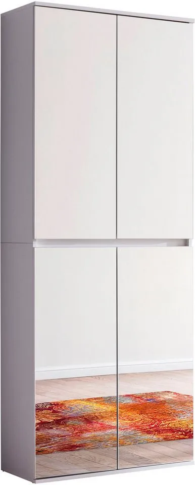 Home affaire Garderobenschrank Malcesine Garderobenschrank mit 4 Türen - (B/T/H) 74/34/191 cm, Weiß, – Produktbild 2 von 3
