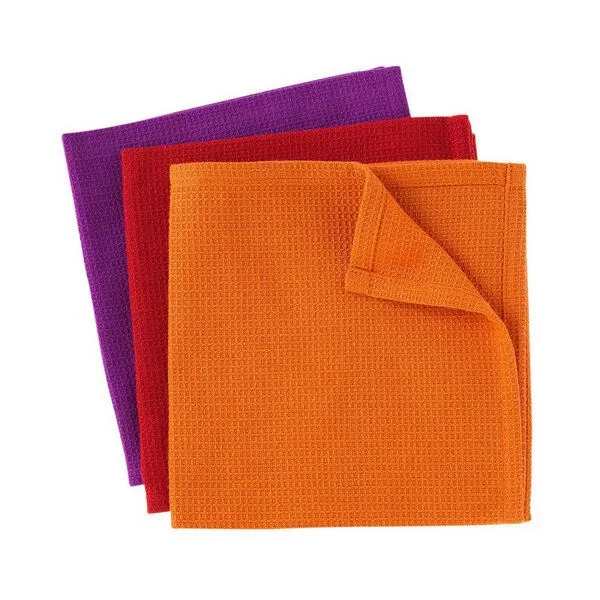 weltPartner weltPartner 3er-Set Spültücher aus Bio-Baumwolle, 30x30 cm, Orange-rot-lila (rot), – Produktbild 3 von 3