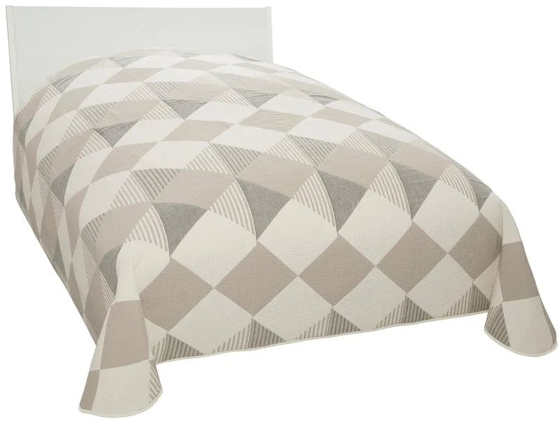OTTO home Tagesdecke Maris, 1 Stück, Landhausstil, Karo-Muster, recyceltes Material, für Kinder und Erwachsene, hautfreundlich, Recyceltes Material, Beige, – Produktbild 1 von 4