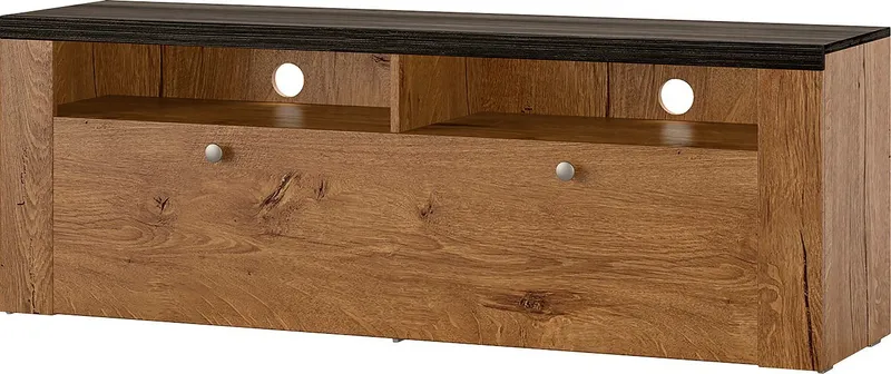 OTTO home Lowboard Larona, zeitloses TV Board mit 1 Klappe und 2 offenen Fächern, Breite 140 cm, Fernsehbank, viel Stauraum, dekorative Rahmenoptik, Braun, – Produktbild 5 von 8