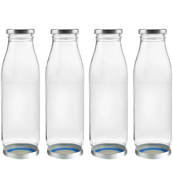 mikken mikken 4er Set Milchflasche 500 ml Glasflasche mit Ersatzdeckel Blueseal – Produktbild 1 von 4