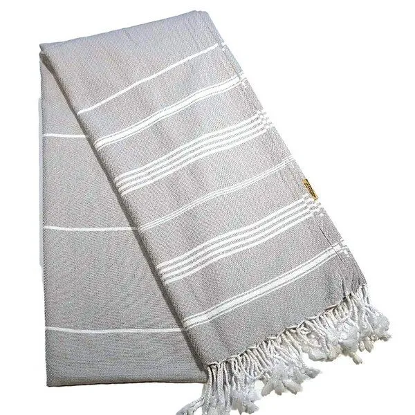 Karawan authentic Karawan authentic Fouta HAMMAM (Peshtamal) aus Bio-Baumwolle, 100 x 200cm, Taupe-natural, – Produktbild 4 von 4