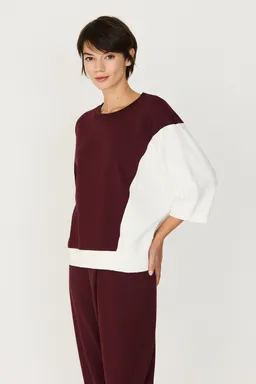 SKFK SKFK Damen vegan T-Shirt Locker Geschnitte, Asymmetrisch Aloria, Braun/Weiß – Produktbild 1 von 1