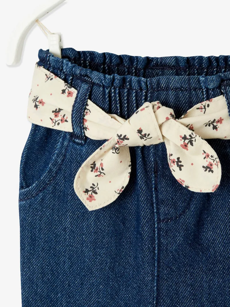 Vertbaudet Mädchen Baby Jeans mit Stoffgürtel, Dark blue, – Produktbild 2 von 3