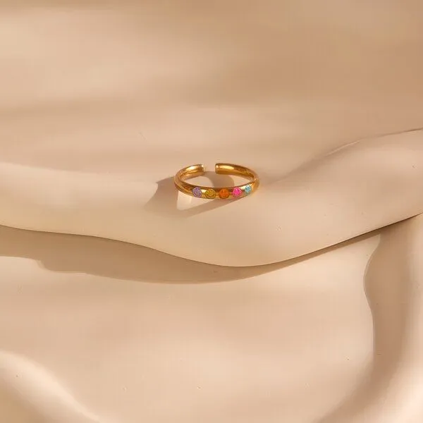 ELEKTROPULLI Größenverstellbarer Smiley Ring Ø17mm von Elektropulli, Gold, – Produktbild 2 von 3