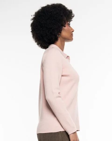 Alma & Lovis Alma & Lovis Polo-Pullover aus Organic Cotton-Wool-Mix | Cot-Wool Polo, Lotus (rose), – Produktbild 4 von 4