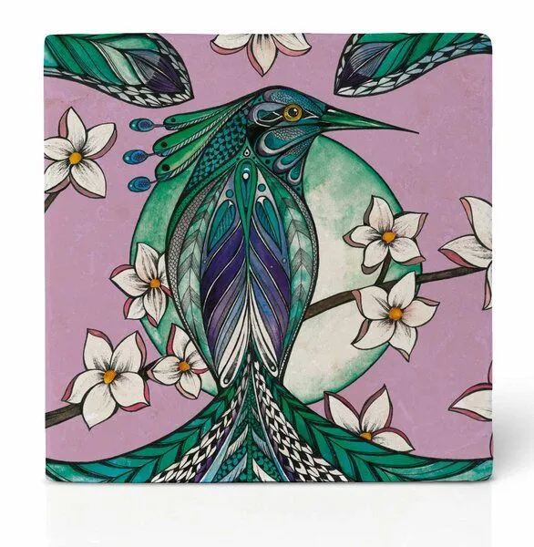 LIGARTI Fliesenuntersetzer 3er-Set »Paradiesvögel« von LIGARTI | Design Untersetzer | Natursteinfliese – Produktbild 2 von 4