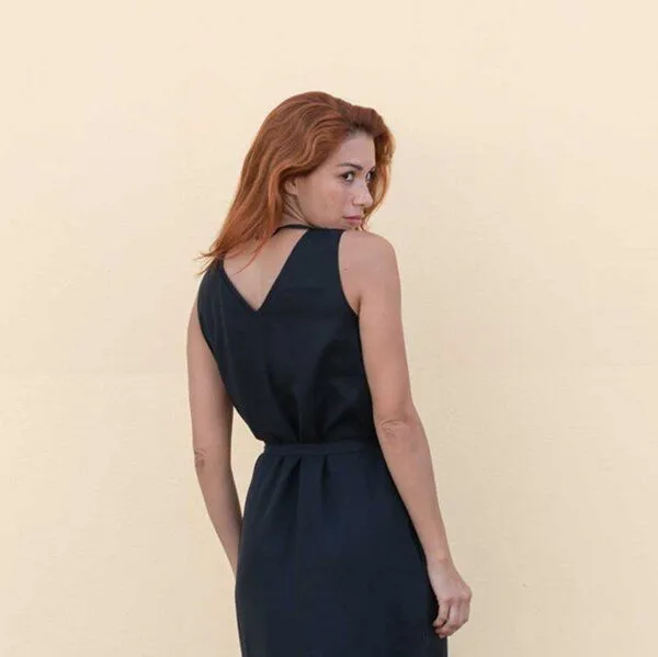 WiDDA berlin WiDDA berlin Maxikleid VANI in Schwarz oder Terra - aus Lyocell TENCEL®, Schwarz, – Produktbild 3 von 3