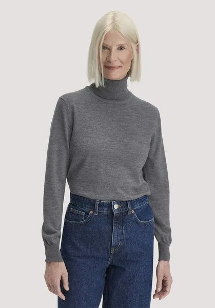 hessnatur hessnatur Rollkragenpullover Relaxed aus reiner Bio-Merinowolle, Grau, – Produktbild 1 von 4